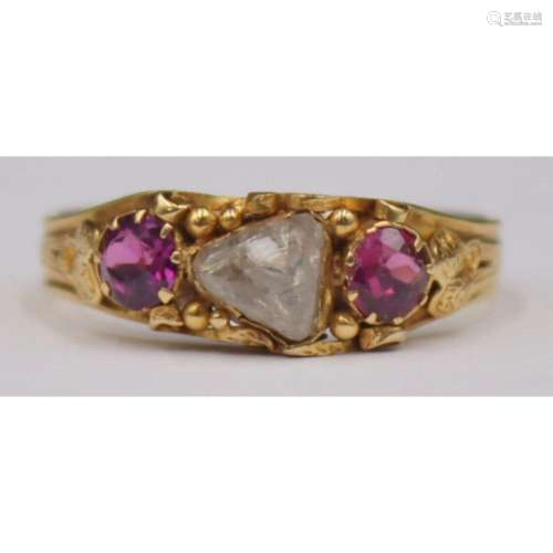 JEWELRY. 18kt Gold, Diamond, and Colored Gem Ring.