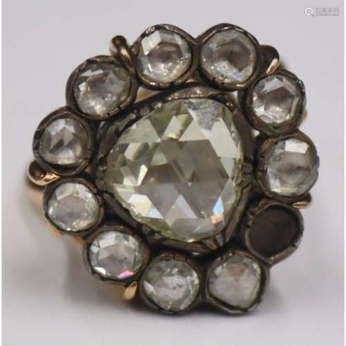 JEWELRY. Antique Rose Cut Diamond Cluster Ring.