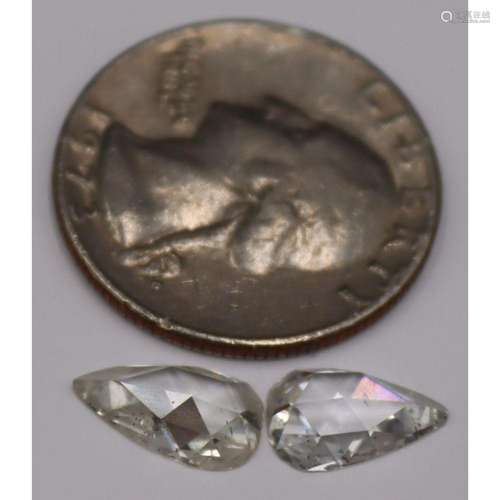 (2) Well-Matched Pear Shaped Rose Cut Diamonds.