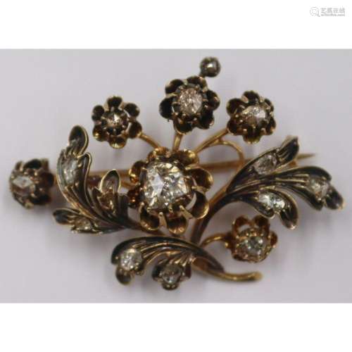 JEWELRY. Antique 18kt Gold and Rose Cut Diamond