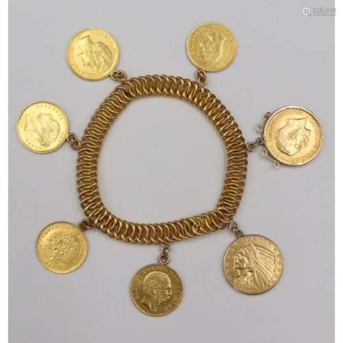 JEWELRY. Gold Coin Charm Bracelet.