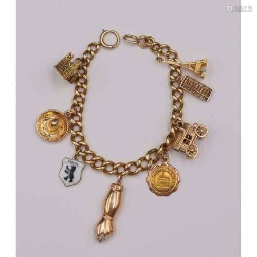 JEWELRY. 14kt Gold Bracelet with (8) Gold Charms.