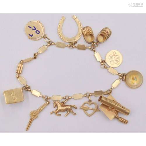 JEWELRY. 14kt Gold Bracelet With (11) Charms.