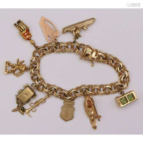 JEWELRY. 14kt Gold Bracelet with (9) Gold Charms.