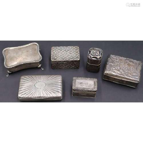 SILVER. (6) English and Continental Silver Boxes.