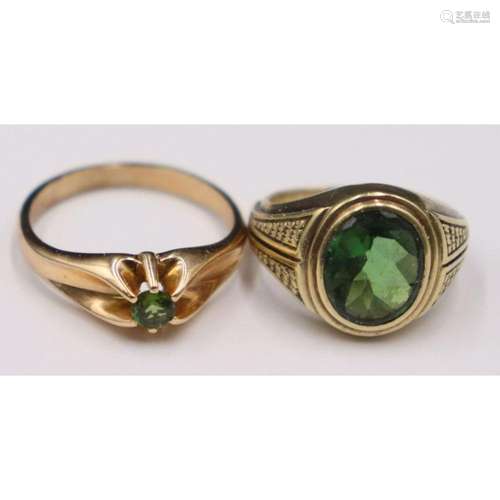 JEWELRY. (2) 14kt Gold Green Tourmaline Rings.