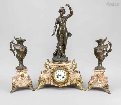 Art Nouveau clock set, 3 piece