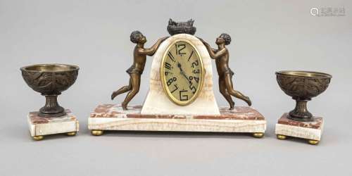 Art Deco clock set, 3 pieces,