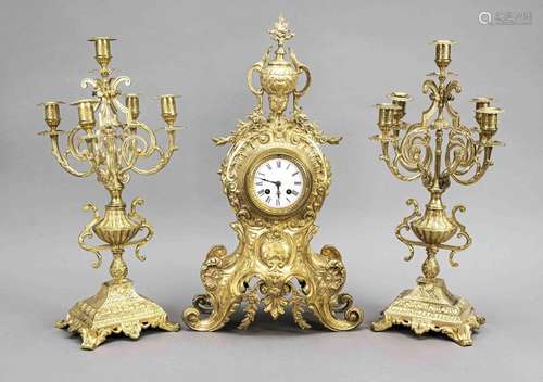 Fireplace clock set, 3 pieces,