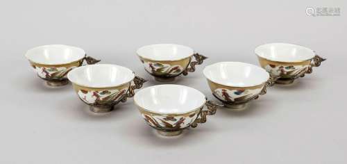 6 mounted cups, China, Republi