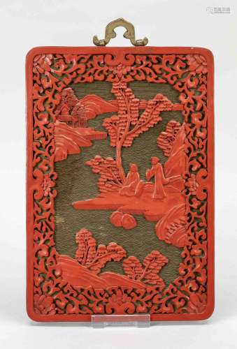 Carved lacquer panel, China, R