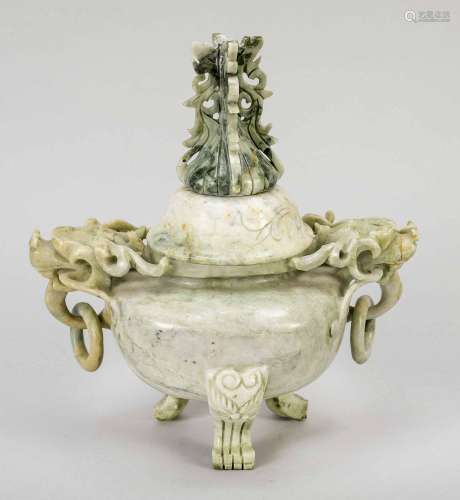 Jadeite tripod, China, 20th ce