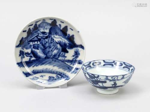 Plate and bowl with landscape