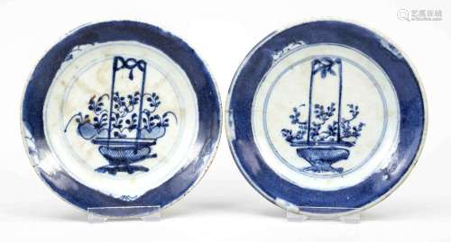 Pair of blue and white plates