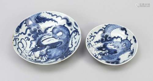 2 Dragon plates, China, Qing d