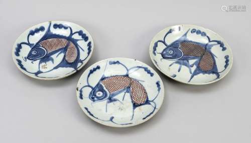 Three fish plates, China, Qing