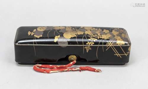 Black lacquer box ''Chrysanthe