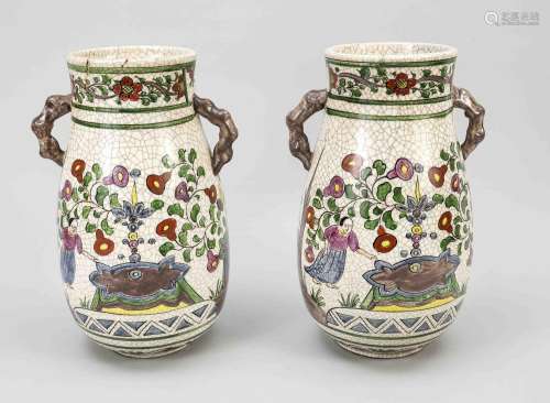 Pair of vases crackleware danc