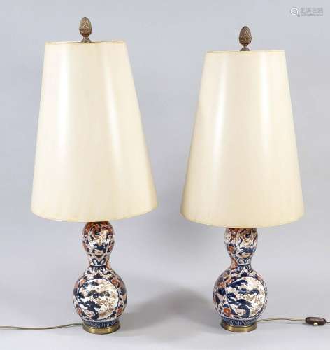 Pair of gourd vase lamps, Japa