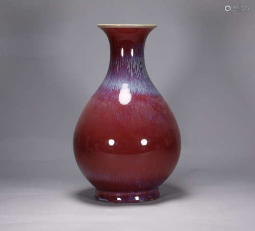 Qing Dynasty Qianlong kiln red glazed jade pot spring bottle