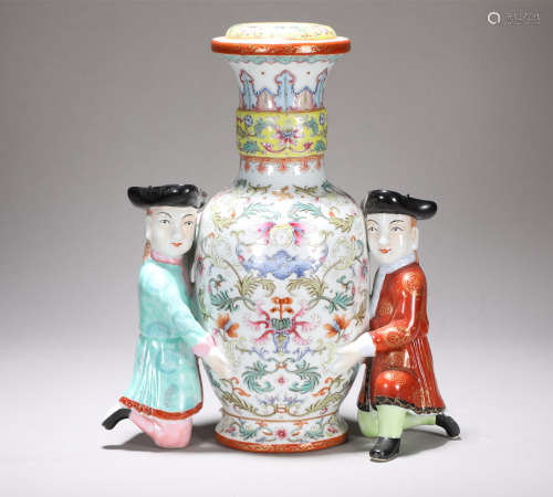 Famille Rose Kids Vase Qianlong Style