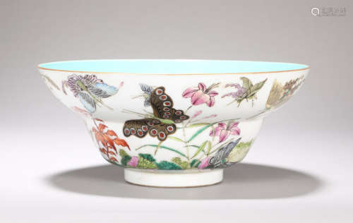 Qing Dynasty Jiaqing pink butterfly pattern bowl