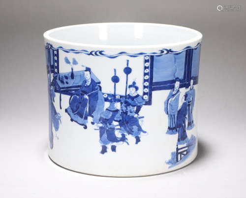 The penholder of blue and white characters in Kangxi in the ...