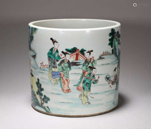 The penholder of the colorful characters of Kangxi in the Qi...