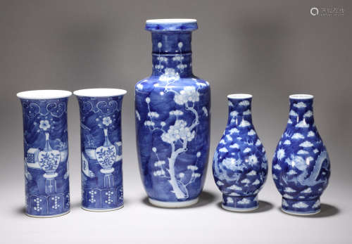 Five pieces of Chinese Bingmei porcelain in Qing Dynasty