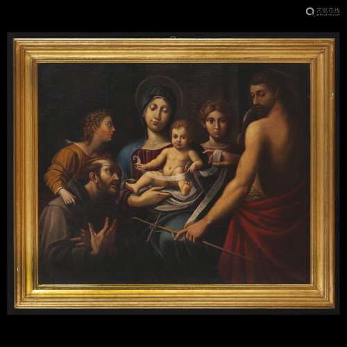 Pittore toscano del XVII secolo, Madonna con Bambino, San Gi...