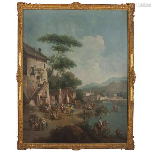 Paolo Monaldi (Roma, 1720 ca – Roma, 1780) Paesaggio fluvial...