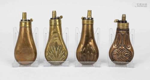 4 small powder flasks, 19th century