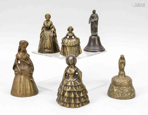 6 figural bells, 19th century, bras