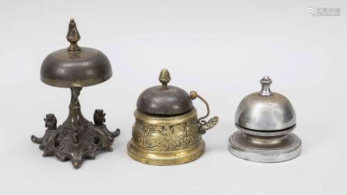 3 hotel or reception bells, c. 1900