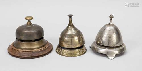 3 hotel or reception bells, 19th ce