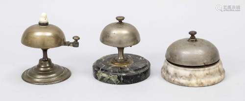 3 hotel or reception bells, 19th ce