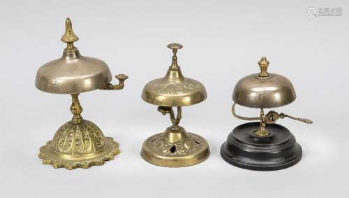 3 hotel or reception bells, 19th ce