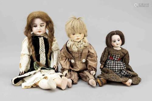 3 dolls. 2 around 1900 with bisque