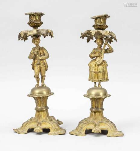 Pair of figural candlesticks, 19th