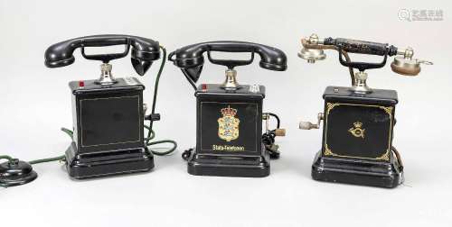 3 historical telephones, probably D
