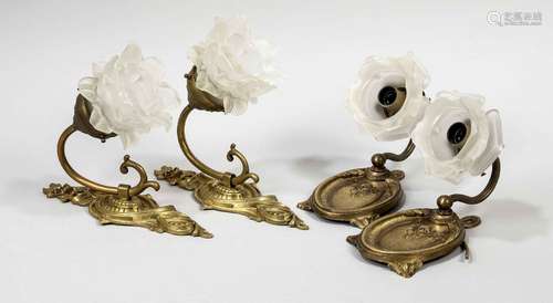 Two pairs of wall lamps, 20th centu