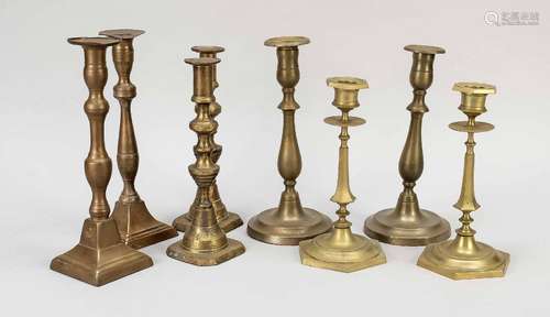 Four pairs of candlesticks, 19th ce