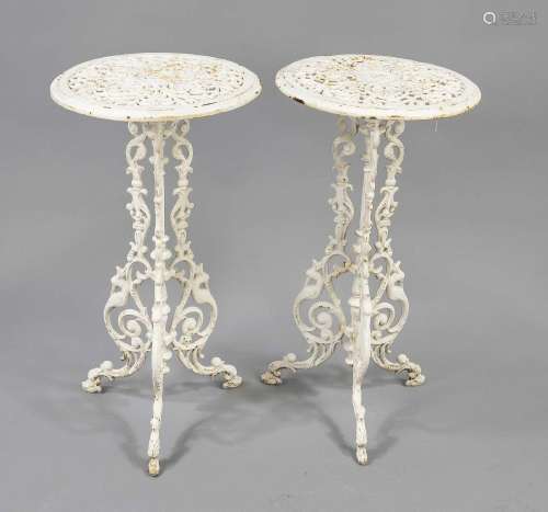 2 flower tables / pedestals, 20th c