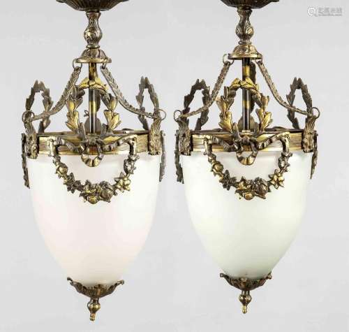 Pair of hanging lamps, around 1900,