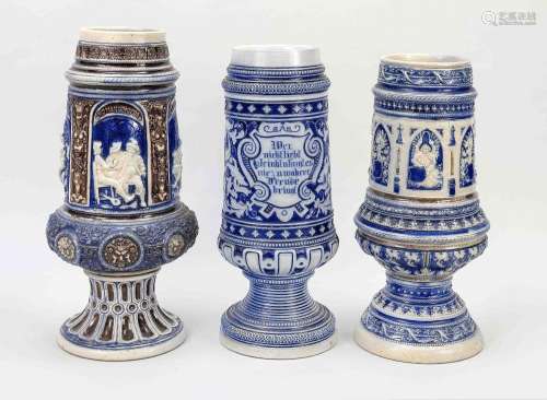 Three Westerwald stoneware vases, c