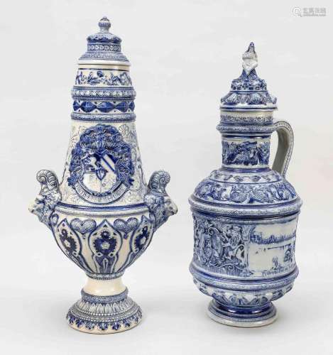 Westerwald stoneware jug and vase,