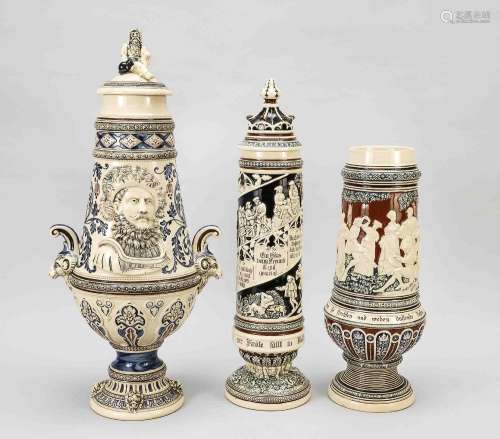 Three Westerwald stoneware vases, c