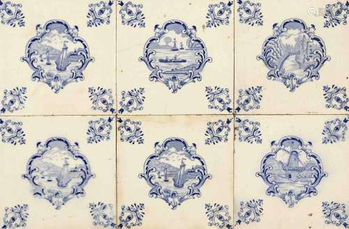 42 Old style tiles, Holland, 20th c