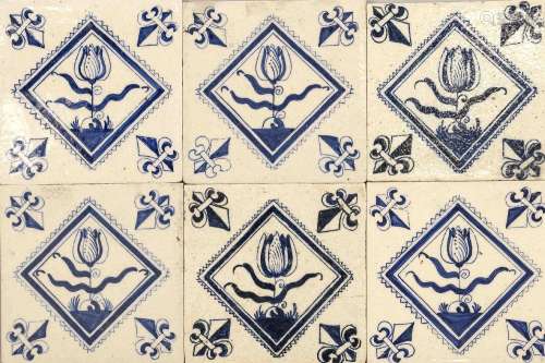 90 Tiles, 19th/20th c. Holland, pat