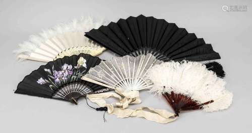 5 fans, 19th & 20th c., three with